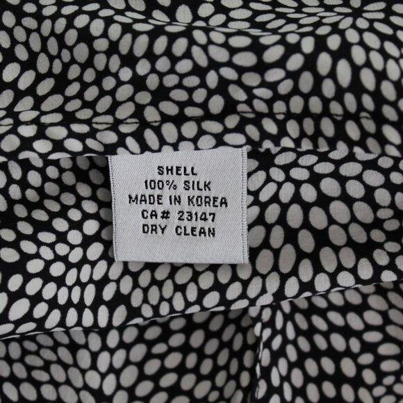 Split wrist silk blouse, vintage b&w silk blouse, black and white size 8 - Picture 9 of 10